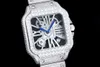 Montre diamant montre homme mouvement mécanique entièrement automatique Swarovski design évidé 40mm miroir saphir étanche