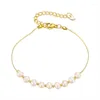 Strand Zoetwaterparel Roestvrij Stalen Armband Sieraden Verstelbare Dames Cadeau PVD18K Gouden Ketting Plating