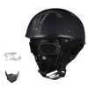 Motorcykelhjälmar Vintage Hjälm Retro German Cafe Racer Scooter Cruiser Chopper Matte Black EPS Foding Dot Godkänd