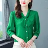 Blouses femininas Senhoras elegantes camisas listradas de seda