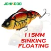 Iscas de iscas Johncoo 115mm Sinking Vib Lure Lure Lipless Crankbait Artificial Flutuating Hard Pike Bass Tackle