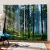 Benutzerdefinierte Wald 3D Fenster Vorhang Dinosaurier Druck Luxus Blackout für Wohnzimmer Sonnenschein Wald Vorhänge Landschaft