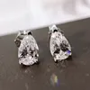 Boucle d'oreille de luxe en diamant pour femme, 6-10mm, argent sterling 925, blanc, rose, zircone 5A, cœur carré, bijoux, boucles d'oreilles, fête, amis, filles, boîte cadeau