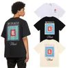 23ss Rhude Mens T 셔츠 고품질 Tess 디자이너 캐주얼 패션 반팔 유럽 미국 남성 여성 라운드 넥 Tshirts 미국 크기 S-XXL