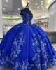 Sparkle Sequins Quinceanera Dress 2023 Charro Mexican Prom Sweet 15/16 Girl Party Wear Gown vestido de 15 anos 3D Flowers Floral Lace Applique Corset Royal Blue Pink