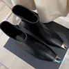 2023-Designer Women's Shoes Short Star With Black Metal Small Square Head Patent Leather High Heeled Boots