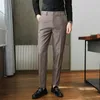 Mäns kostymer Autumn Suit Korea Style Woolen Dress for Man Office Formal Wedding Business Casual Men Pants Black Brown 2023