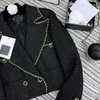 여자 재킷 디자이너 2023 가을/겨울 뉴 N Nanyou Gaoding 작은 향기로운 풍력 사슬 디자인 슈트 칼라 짧은 모직 코트 여성 dh6w