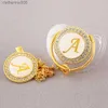 Pacifiers# 26 Initial Letter Transparent Baby Pacifier with Chain Clip Newborn BPA Free Luxury Bling Dummy Soother Chupeta 0-12 MonthsL231104