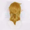 Zelda: Breath of the Wild Link, queue de cheval dorée, Costume de Cosplay, cheveux résistants à la chaleur + bonnet de perruque gratuit