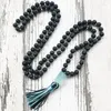 Kettingen 108 Gebed kralen Mala ketting 8mm Lava Stone geknoopte boho sieraden rauwe ruw q-uartz hanger mix kleur kwast voor mannen