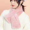 Écharpes de style coréen hiver épaissie écharpe en peluche chaude pour les femmes automne couleur unie fausse fourrure croix fille anneau de cou doux