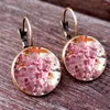 Studörhängen söta retro rosen solros Cherry Blossom Glass Cabochon Womens smycken rolig hänge för kvinnor