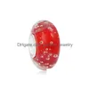 Handgefertigte europäische Glas-Charms mit großem Loch, Spacer, lose handgefertigte Lampwork-Blasenperlen für DIY-Schmuckherstellung, passendes Armband, Tropfenform Dh8Kp