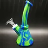 Silikon bong bägare basvatten rör tecknad tryckning 14 mm kvinnlig obrottsbar bongs silikon downstem glas skål zz