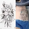 5 PC Tatuagens temporárias Tatuagem de tatuagem temporária Roses preto Padrão de flor Padrão
