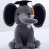 Elefante de 25cm, muñeco de peluche, juguetes de graduación, gorro de doctorado para fiesta de posgrado, regalos bonitos para bebés, regalos Kawaii GJ0404
