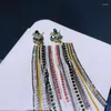 Boucles d'oreilles pendantes de luxe bohème, longue chaîne, pompon plaqué or, fait à la main, Design Original, bijoux cadeaux pour femmes