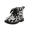 Boots Baby Boys & Girls Patent Leather Print Princess Little Kids Children Toddler Shoes Fashion Size 21-30