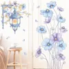 Wandaufkleber Helllila Blumen für Wohnzimmer Schlafzimmer Wohnkultur Straßenlaterne PVC Aufkleber DIY Tapeten Aufkleber