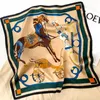 Sarongs Silk Square Scarf Women Real Luxury Brand Horse Print Neckerchief Female Hair Hand Bag Wrist Foualrd Scarves Bandana P230403