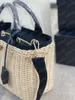 Womens Luxury Designer Totes Straw Plaited Raffia tote Bag PANIER Handbag Beach Bags Book Triangle P handbags Mens Shopping bag 2304042BF