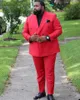 Herrenanzüge Plus Size Roter Blazer Sets 2-teiliger Mantel Hosen Herrenanzug Kostüm Homme Für Männer Social Set Neuestes Design Abendkleid Gentleman Kleidung