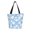 Kopplingspåsar kawaii solsken daisy blommor tote återanvändbara tusenskönor blommig livsmedelsbutik canvas shoppare axelväska