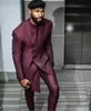 Mäns kostymer Blazers 2023 Bourgogne Suit Elegant Indian Design Tuxedo Groom For Men Wedding Party 2 Piece Man Long Jacket Pant 230404
