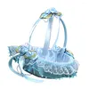 Decorative Flowers Wedding Flower Children Carries Beautiful Basket For Decoration (Blue)