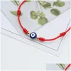 Charm Bracelets 7 Knots Blue Evil Eye Bracelet Paper Card Adjustable Lucky Red String Bracelets Couple Jewelry Friendship 2Psc/Set Dro Dhjd0