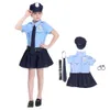Cosplay barn polis cosplay kostymer officer uniform för flickor pojkar halloween karneval polis kostym med leksakshandbojor