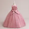 Flickaklänningar högkvalitativa fjärilsmönster Bollklownblomma för födelsedag Puffy Pageant Dress 2023 Toddler Första nattvards klänningar