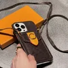 Top Designer retro Crossbody Card Holder iPhone Cases for iphone11 12 13 14 15 Plus Pro Max Cover With Lanyard Strap Wallet Phone Case