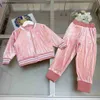 Nuove tute per bambini adorabile materiale in velluto rosa vestiti per bambini giacca da ragazzo taglia 110-160 cappotto e pantaloni con cerniera Nov05