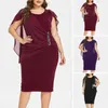 Plus Size Kleider Attraktives Partykleid Plissee Dekor Elastisch Damen Sexy Schlank Mittelkalb Länge Streetwear