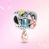 Bracelet à breloques Pandora en argent Sterling 925, perles, point de charme avec château