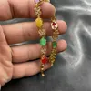 Strand Vacuum Plating Inlaid Color Wooden Beaded Bracelet Egg-Shaped Jade