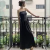 Casual Dresses Fashion Korean Style Women Retro Sexy Strapless Maxi Party Club Dress Temperament Elegant Robe Satin Beach Vacation Female