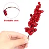 Decorative Flowers 8pcs Artificial Red Berry Stems Winter Holly Berries Craft Picks Floral Arrangement For Christmas Tree DIY Decorations