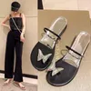 Slippers Butterfly Clip Toe Toe Sandals للنساء Outwear 2023 Summer Fairy Style Simple Low Heel Fashion Corean