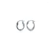 Hoop Earrings Authentic 925 Sterling Silver Fine Jewelry 3 Line Tunnel Twist Wave Circle Piercing Huggie C-G8695