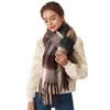 Scarves Korean Version Ac Plaid Scarf Women in Autumn and Winter Thickened Warm Soft Waxy Tassel Mohairzvxl