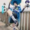 Cosplay Scaramouche Gioco Genshin Impact Wanderer Cosplay Anime Parrucca uniforme Cappello di bambù Costume di carnevale di Halloween
