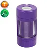 Multifunctional Colorful Smoking USB LED Lamp Magnifying Glass Herb Tobacco Grinder Stash Case Storage Tank Spice Miller Seal Jars Handpipes One Hitter Holder DHL