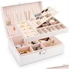 Jewelry Boxes Large Capacity Jewelry Box Pu Leather Travel Organizer Holder Mtifunction Necklace Earring Ring Storage Case Packaging F Dhgwa