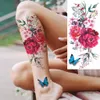 5 PC Temporary Tattoos 3D Watercolor Rose Peony Flower Temporary Tattoos For Women Adult Hummingbird Realistic Fake Tattoo Sexy Half Sleeve Tatoo Decal Z0403