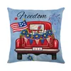 4 juli Patriotiskt linne Kastkuddefodral 18x18 Memorial Day USA Flag Gnome Vases Truck Decorations For Home