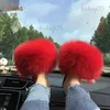 Summer Real Kcieki panie w Indie Furry Flip Flip Flip Plush Fut Fur Slajdes for Women House Buty Woman Slipper Beach T231104