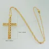 Pendant Necklaces Foromance - YELLOW GOLD PLATED 18" Or 24" NECKLACE&JESUS CROSS GOD WITH ROPE CHAIN INSERTED PENDANT/